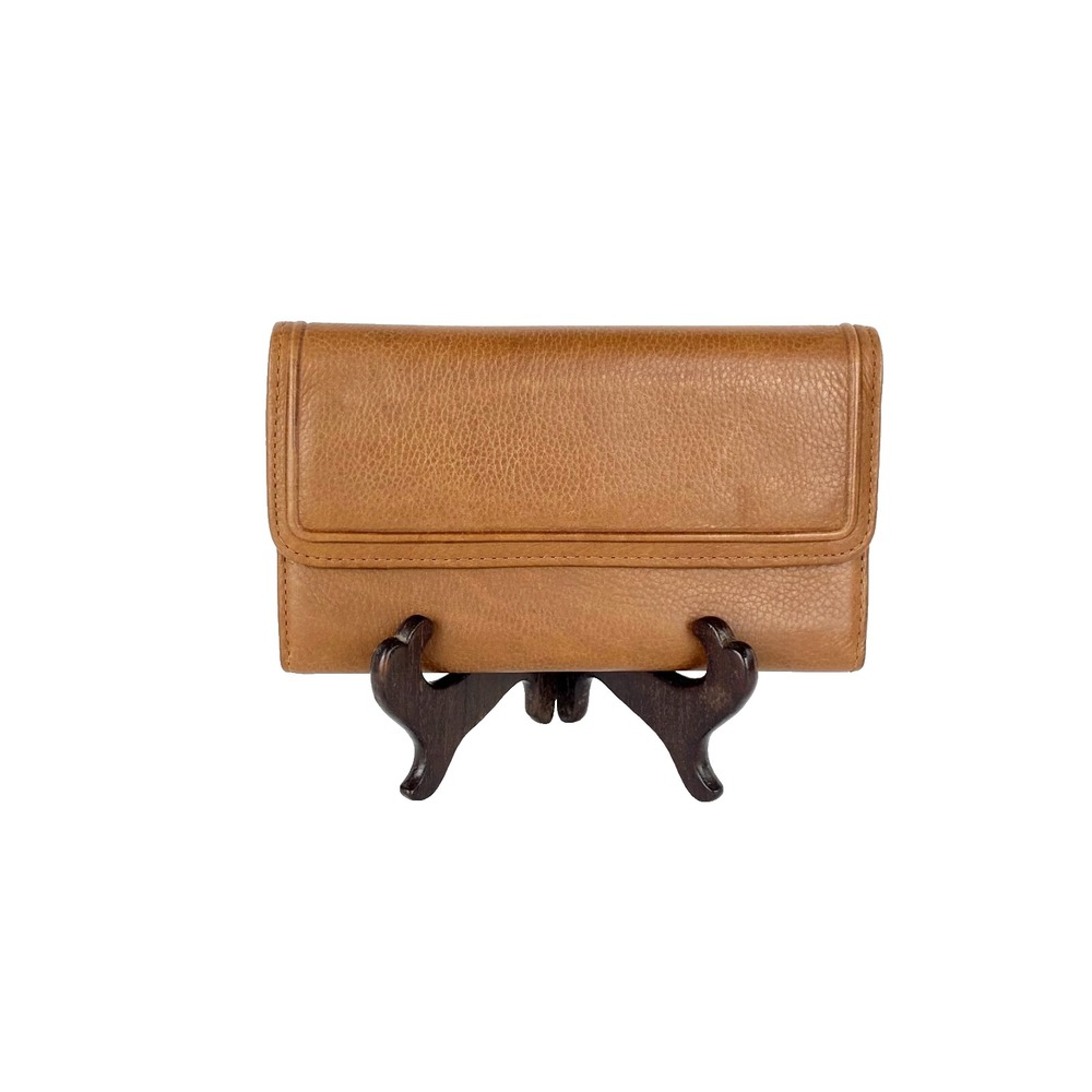 NEW Rolfs Genuine Leather Wallet Womans Trifold Checkbook Style Clutch Tan Brown